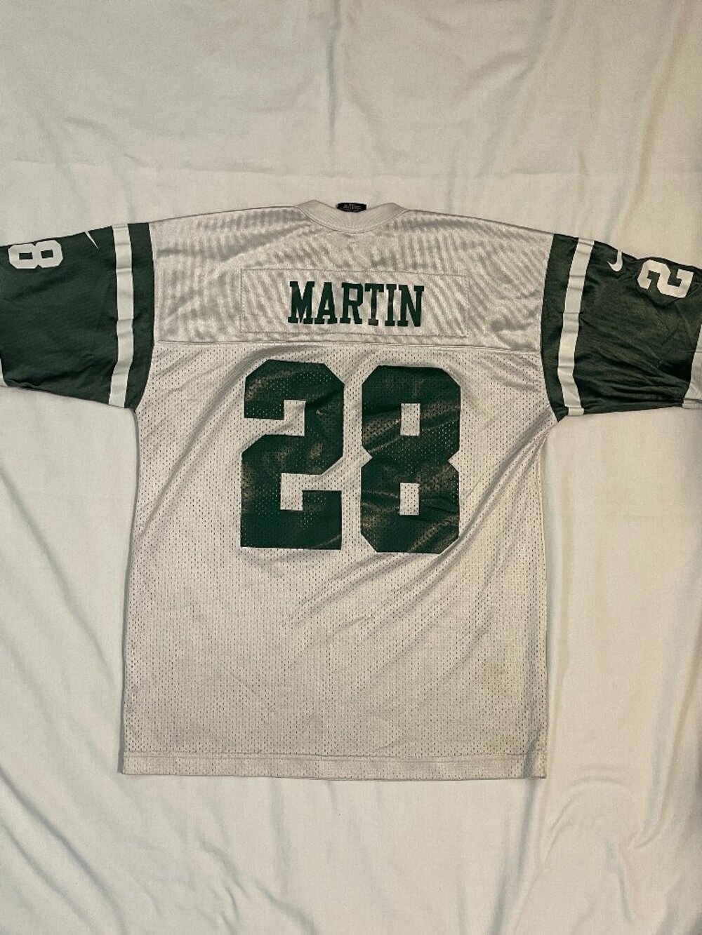 New York Jets Jersey Curtis Martin #28 White Green Youth Large Preowned